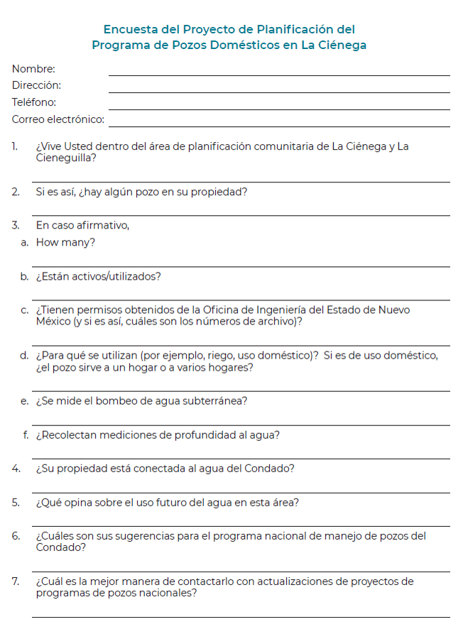 Domestic Wells Survey - Spanish